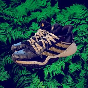 Adidas Harden Stepback Basketball Shoes FX7655 Black Gold Metallic Mens Size 10